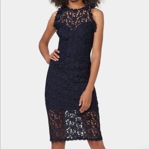 Halston Heritage lace illusion dress.